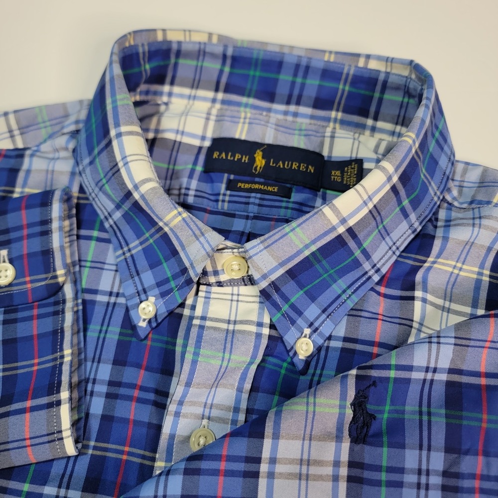 Polo Ralph Lauren Performance Shirt Mens XXL Multicolor Plaid‎ LS Stretch